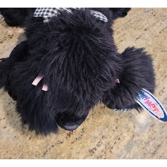 Mary Meyer Black Pipi Poodle 14" Plush Stuffed Animal w Gingham Paws & Bow - Picture 6 of 11
